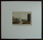 Kleurenlitho, postkantoor Nieuwe Zijds Voorburgwal te Amsterdam, passe-partout en inlijsten